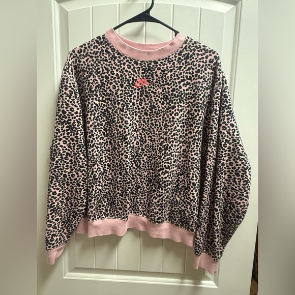 Nike Tops - Nike Crew Animal Print Oversized Sweatshirt Size Small Pink, Yellow, Black